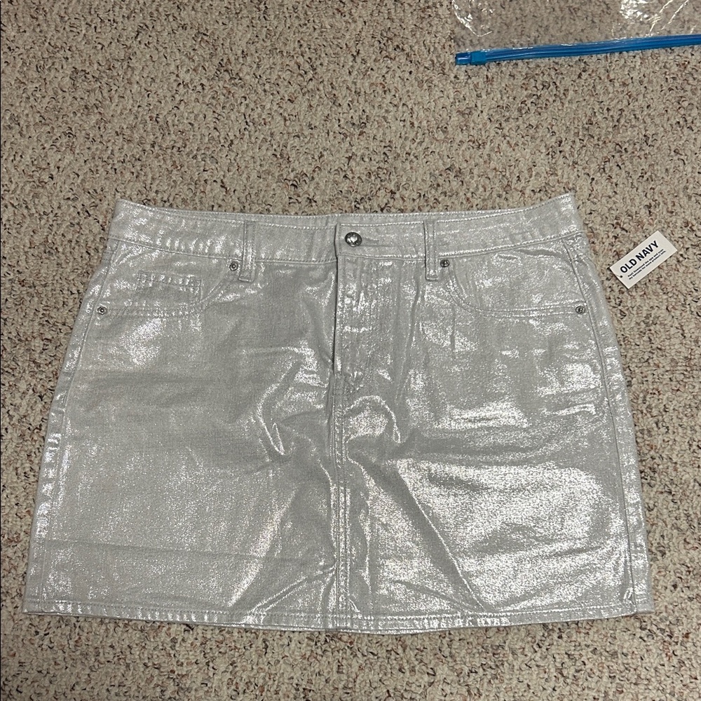 Old Navy Shimmering Silver Mini Skirt